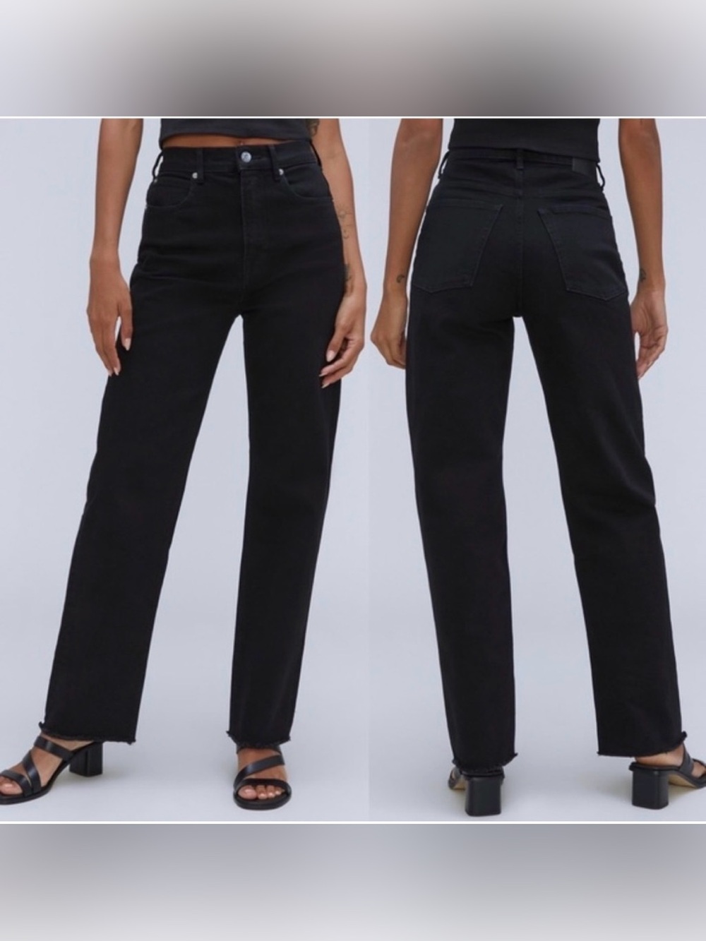 Everlane The Way High Jean Straight leg organic cotton coal black